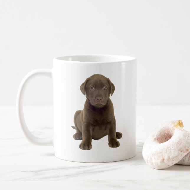 Schokolade Labrador Welpe Kaffeetasse (Mit Donut)