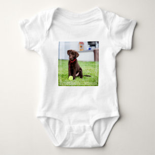 Schokolade-Labrador-Welpe mit Tennisball Baby Strampler