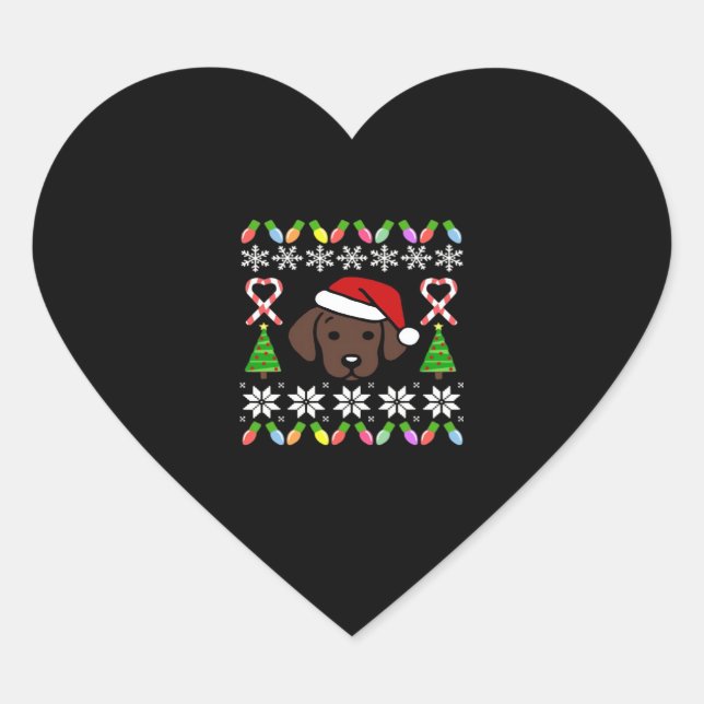 Schokolade Labrador Welpe Weihnachten Weihnachten Herz-Aufkleber (Vorderseite)
