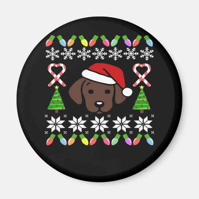 Schokolade Labrador Welpe Weihnachten Weihnachten Magnet (Vorne)