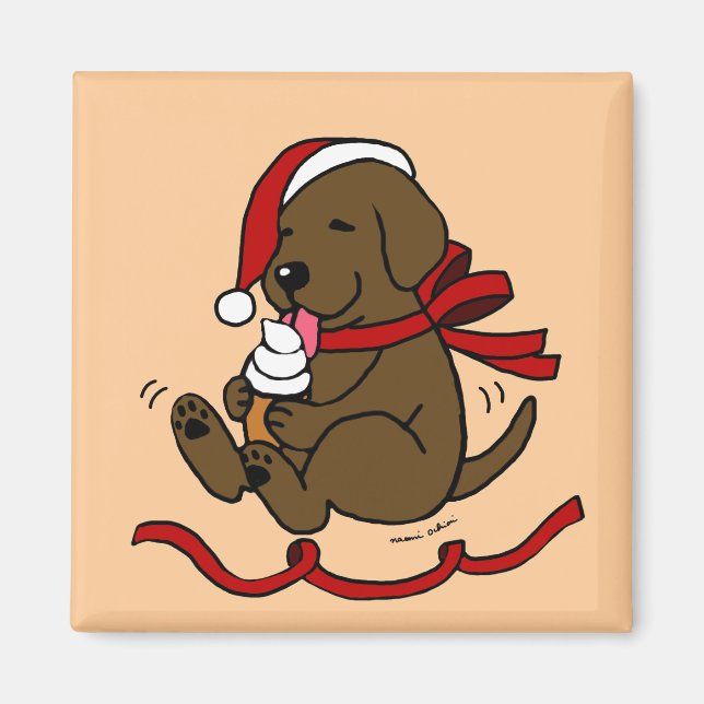 Schokolade Labrador Welpe Weihnachtsmagnete für Ca Magnet (Vorne)