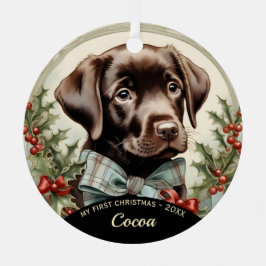 Schokolade Labrador Welpe's First Christmas Orname Ornament Aus Metall