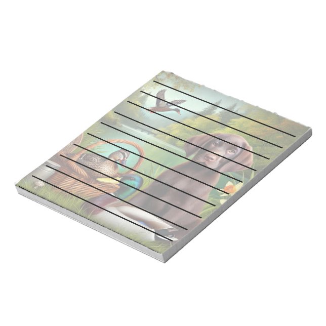 Schokolade Labrador Welppy am See mit Enten Notizblock (Rotiert)