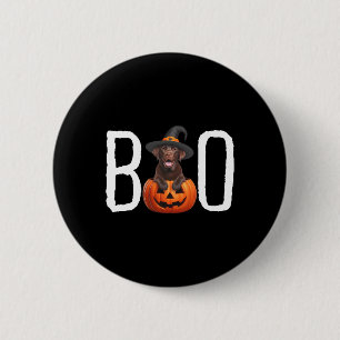 Schokolade Labrador Welppy Pumpkin Boo Hexenhundha Button