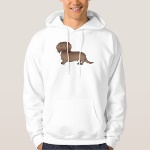 Schokolade Langhaar Dackel Niedlich Cartoon Hund Hoodie