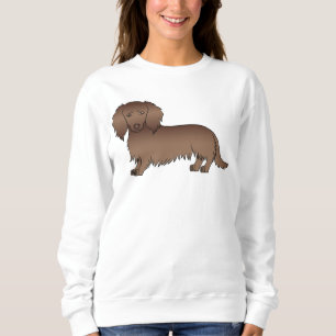 Schokolade Langhaar Dackel Niedlich Cartoon Hund Sweatshirt
