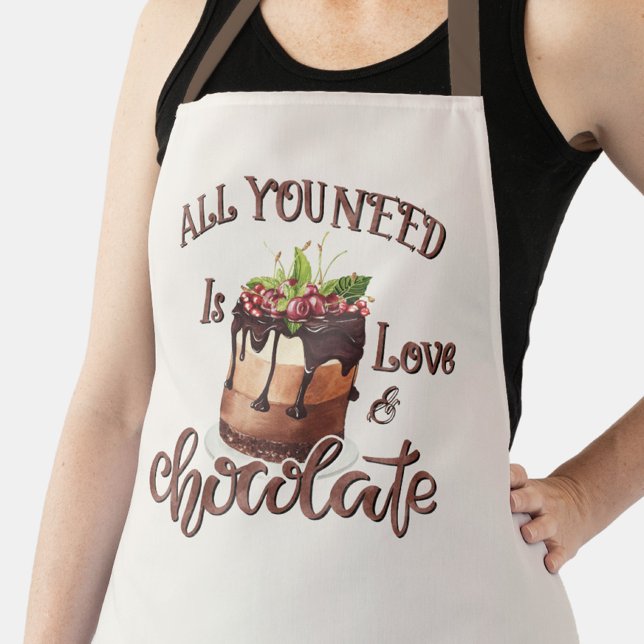Schokolade Liebe Backkuchen Küche Schürze (Apron with funny text, "All you need is love and chocolate.")