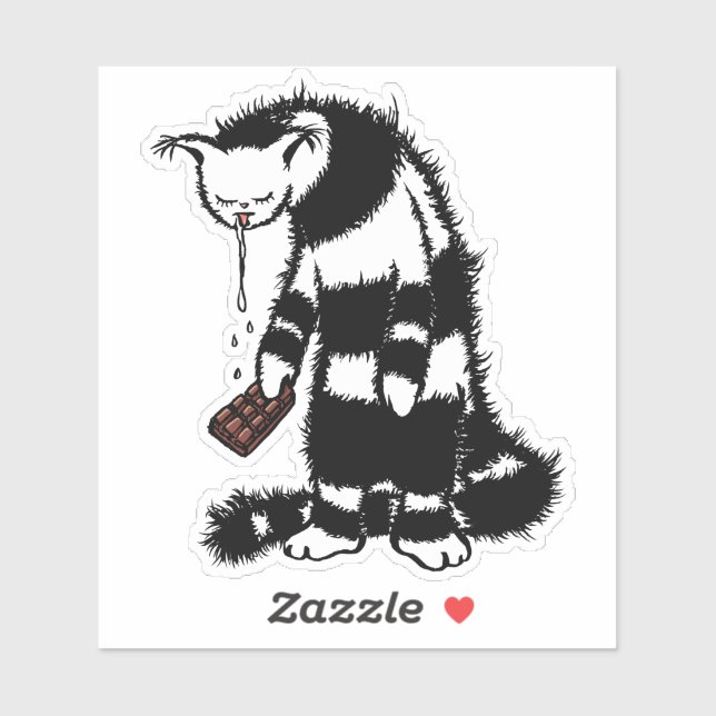 Schokolade Lover Cat Funny Aufkleber (Blatt)