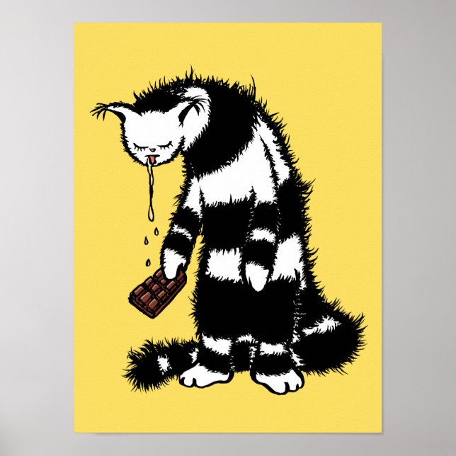 Schokolade Lover Funny Weird Cat Poster (Vorne)