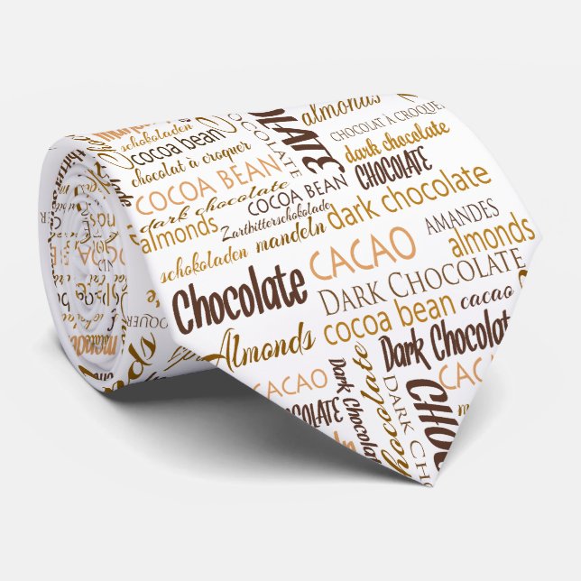 Schokolade Lover Multilingual Typografy Word Cloud Krawatte (Gerollt)