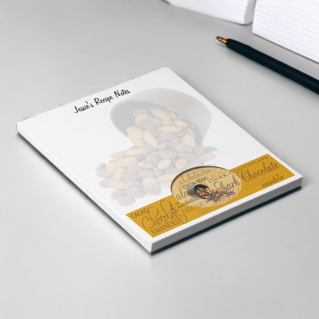 Schokolade, Mandeln und dunkle Schokolade Notizblock (fun 5.5" x 6" chocolate lover notepad )