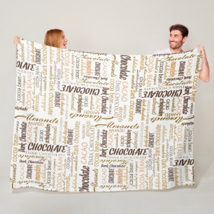 Schokolade, Mandeln und dunkle Schokolade Wortwolk Fleecedecke