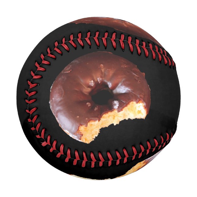 Schokolade, Mattiert-Gelbkuchen Donut mit Biss-Out Baseball (Vorderseite Links)