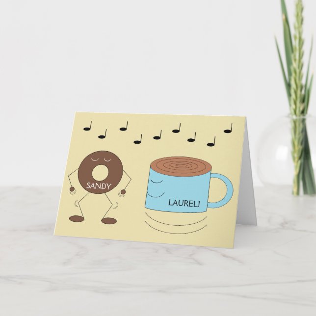 Schokolade Mattierte Donut & Coffe Tasse Tanz: Karte (Vorderseite)