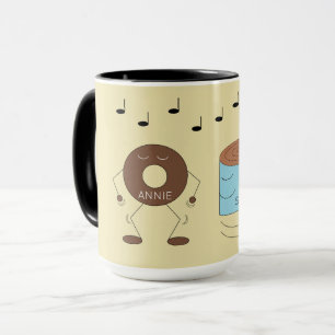 Schokolade Mattierte Donut & Kaffee Tasse Tanzen: