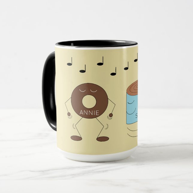 Schokolade Mattierte Donut & Kaffee Tasse Tanzen: (Vorderseite Links)