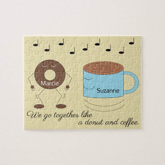 Schokolade Mattierte Donut & Kaffee Tasse Tanzen: Puzzle (Horizontal)