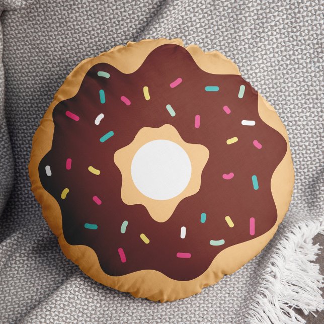 Schokolade Mattierte Sprinkles Donut Rundes Kissen (Von Creator hochgeladen)