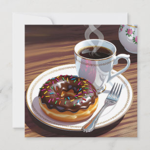 Schokolade, Mattierter Donut und Kaffee