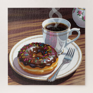 Schokolade, Mattierter Donut und Kaffee Puzzle