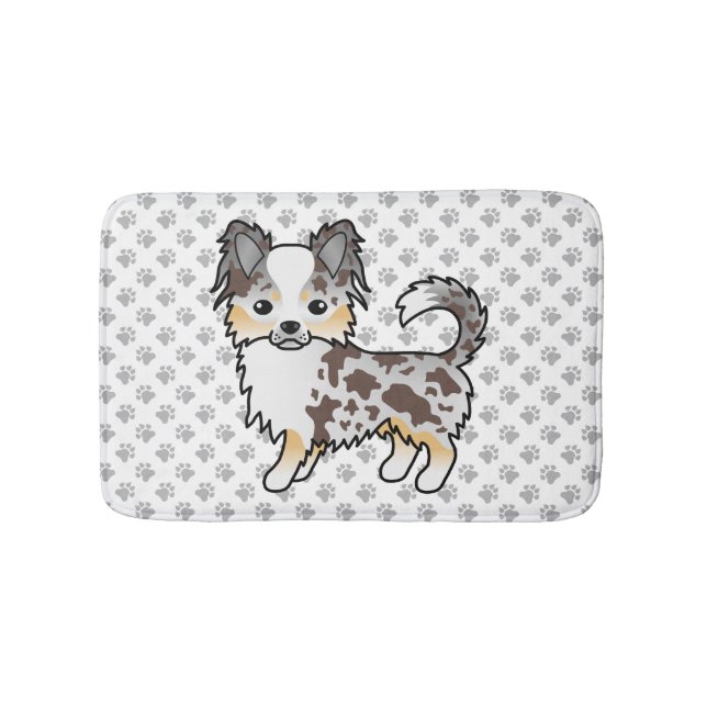 Schokolade, Merle Long Coat Chihuahua Dog & Paws Badematte (Vorderseite)