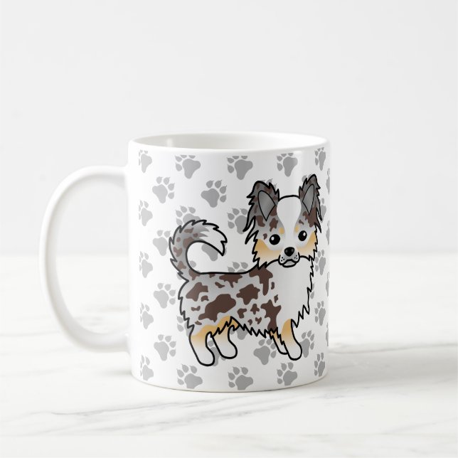 Schokolade, Merle Long Coat Chihuahua Dog & Paws Kaffeetasse (Links)