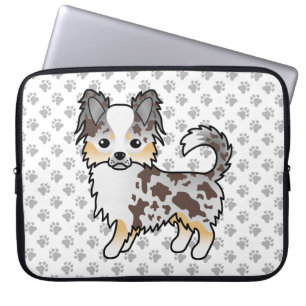 Schokolade, Merle Long Coat Chihuahua Dog & Paws Laptopschutzhülle