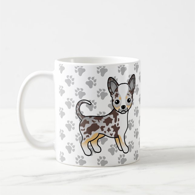 Schokolade Merle Smooth Coat Chihuahua Dog & Paws Kaffeetasse (Links)