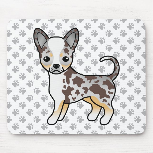Schokolade Merle Smooth Coat Chihuahua Dog & Paws Mousepad (Vorne)