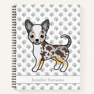 Schokolade Merle Smooth Coat Chihuahua Dog & Text Notizbuch