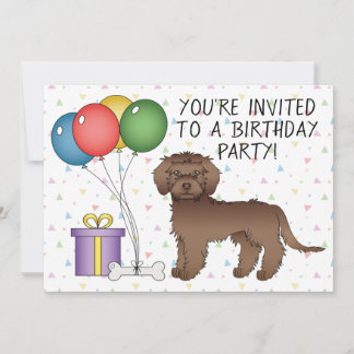 Schokolade Mini Goldendoodle Cartoon Hund Geburtst Einladung