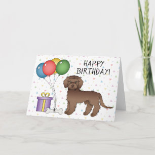 Schokolade Mini Goldendoodle Hund Happy Birthday Karte