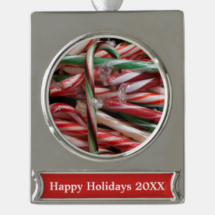 Schokolade Minze Candy Canes Holiday Festival Banner-Ornament Silber