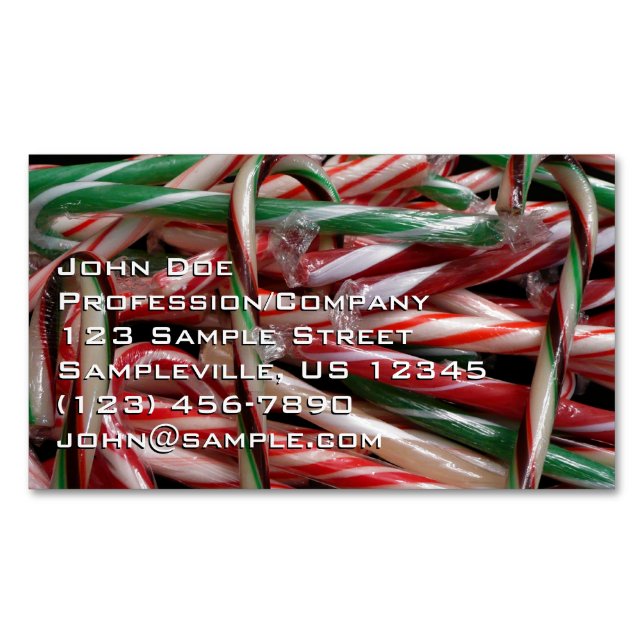Schokolade Minze Candy Canes Holiday Festival Magnetische Visitenkarte (Vorderseite)
