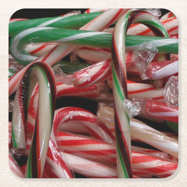 Schokolade Minze Candy Canes Holiday Festival Rechteckiger Pappuntersetzer (Vorderseite)