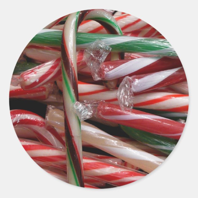 Schokolade Minze Candy Canes Holiday Festival Runder Aufkleber (Vorderseite)