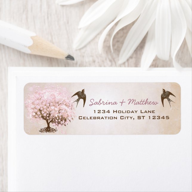 Schokolade Misty Pink Heart Leaf Tree Love Birds (Insitu)