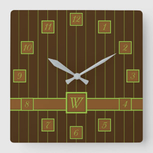 Schokolade mit Limonen Pinstripes-Uhr Quadratische Wanduhr