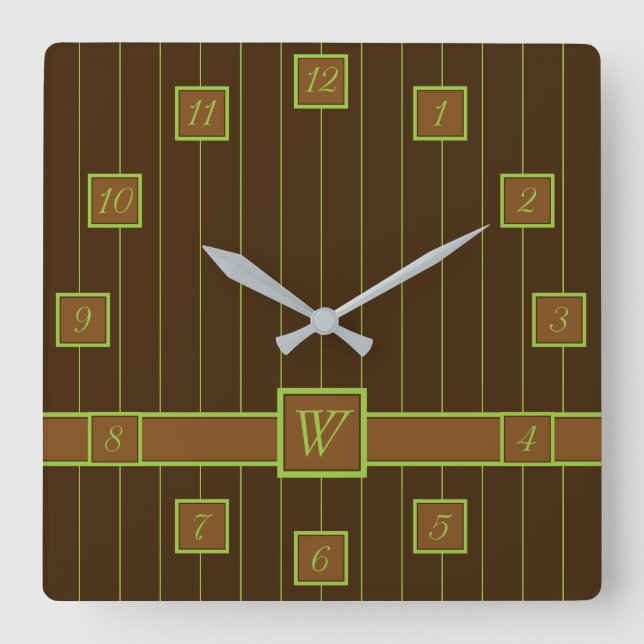 Schokolade mit Limonen Pinstripes-Uhr Quadratische Wanduhr (Vorderseite)