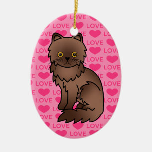 Schokolade mit orangen Augen Perserkatze Liebe Keramikornament