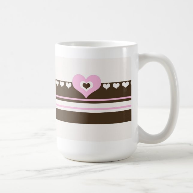 Schokolade mit rosa Herzen Kaffeetasse (Rechts)
