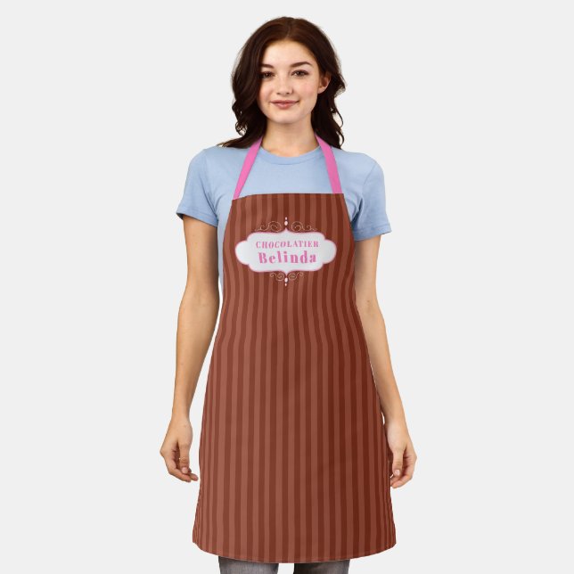 Schokolade mit Süßwaren Stripe Chocolatier Backen Schürze (Getragen)