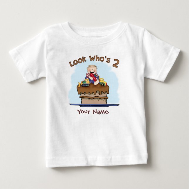 Schokolade Mud 2. Geburtstag Personalisiert Baby T-shirt (Vorderseite)