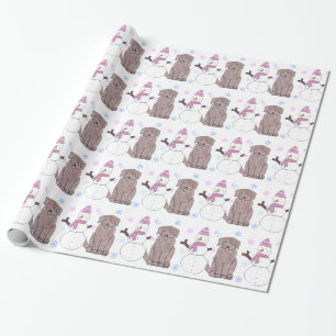 Schokolade Neufundland und Schneemann Geschenkpapier