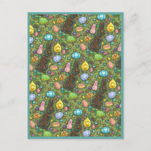 SCHOKOLADE OSTBUNNY, CHICK, EIER, GELLY BEANS FEIERTAGSPOSTKARTE
