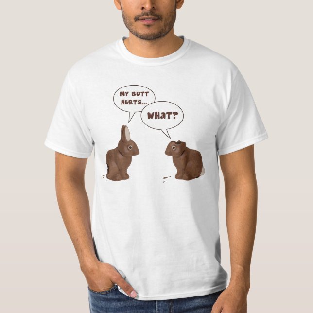 Schokolade Ostern Bunny Rabbits Hintern Hurra T-Shirt (Vorderseite)