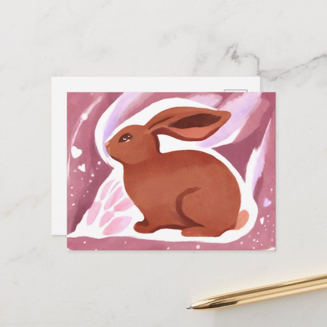 Schokolade Ostersonne | Niedlich Pastell Watercolo Feiertagspostkarte (Vorderseite/Rückseite Beispiel)