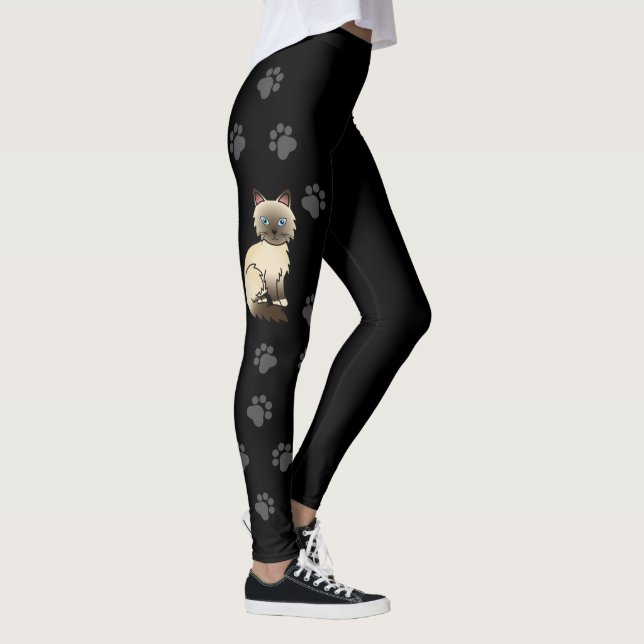 Schokolade Point Birman/Ragdoll Cat & Paws Black Leggings (Rechts)