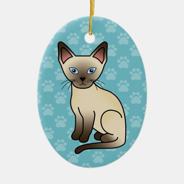 Schokolade Point Siamese Zucht Katze Illustration Keramikornament (Vorne)