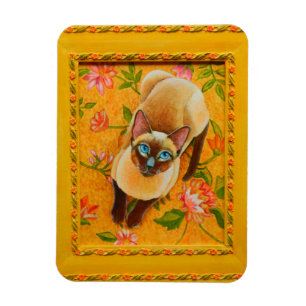 Schokolade-Point-Siamkatze auf Blumenteppich Magnet